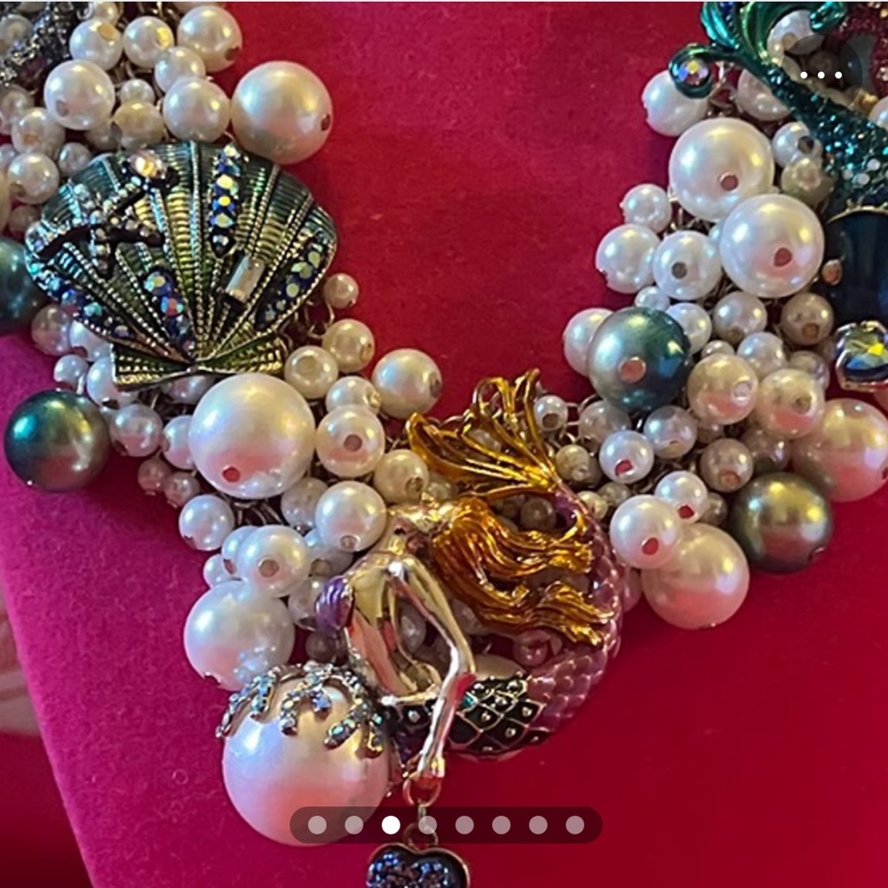 *Sold On The Bay Betsey Johnson Glitter Reef Mermaid Nautical Necklace - Picture 5 of 8